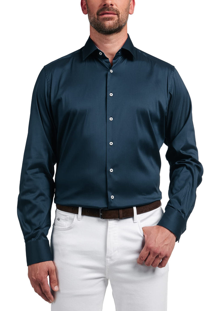 ETERNA Modern Fit Performence Hemd Langarm Twill weiss 39 Navy, 39 Navy