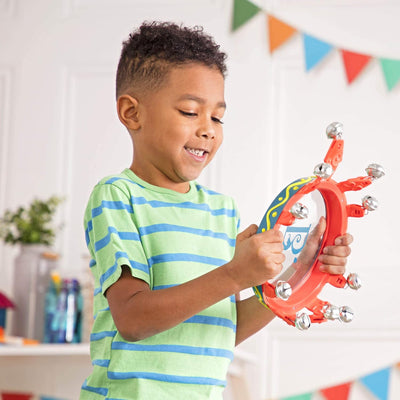B. toys Bongo Trommel mit Trommelstöcken, Tamburin, Maracas, Percussion Set – Spielzeug Kindertromme