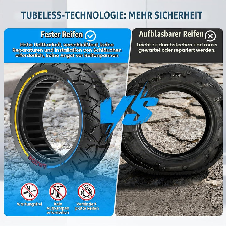 Vollgummireifen 10x2.70-6.5 Offroad, 10x2.75-6.5 Reifen Vollgummi, Pannensichere &amp; Abriebfeste &amp; War