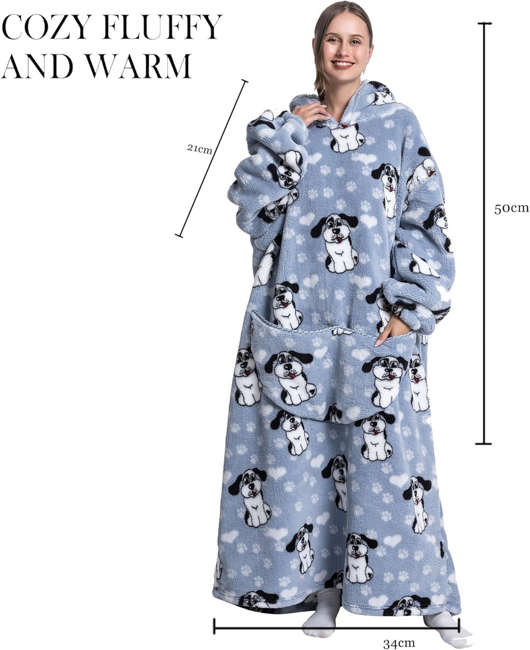 Lange Hoodie Decke mit Ärmeln für Damen & Erwachsene - Kuscheldecke mit Ärmeln - Weiche & Warme Deck