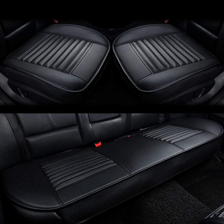 HONCENMAX Auto Sitzauflage Sitzkissen Universal Sitzauflagen Autositzbezüge - BambusKohle PU Leder -