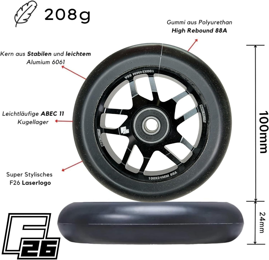 Fantic26 BASE Stunt Scooter Rolle I Trick I Tret I Kinder I Roller I Reifen I Rad I Ersatz I Wheel I