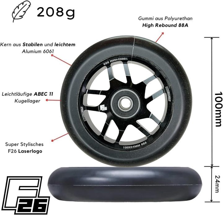 Fantic26 BASE Stunt Scooter Rolle I Trick I Tret I Kinder I Roller I Reifen I Rad I Ersatz I Wheel I