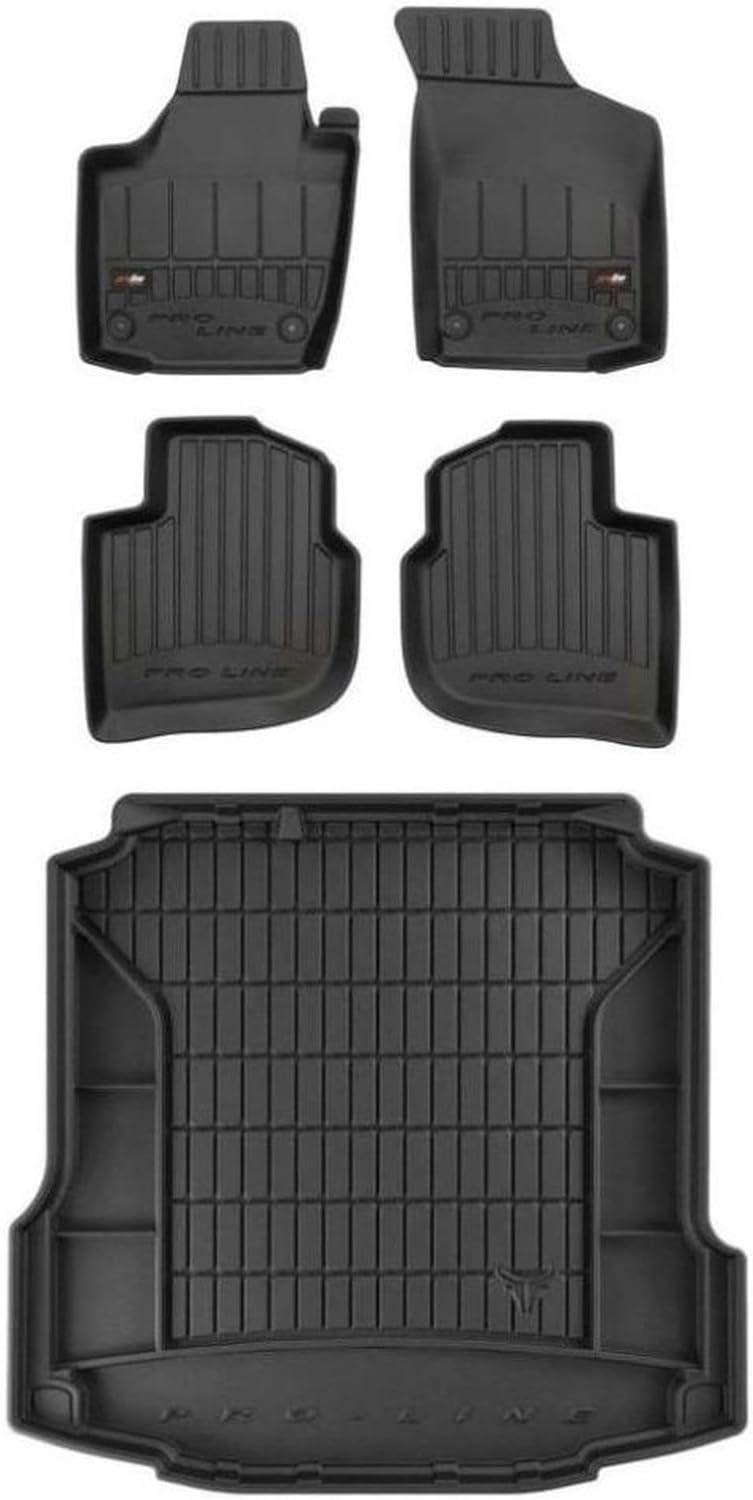 M MOTOS Satz Gummifussmatten und Kofferraummatten für SEAT Toledo IV 2012-2018, Skoda Rapid 2012-201