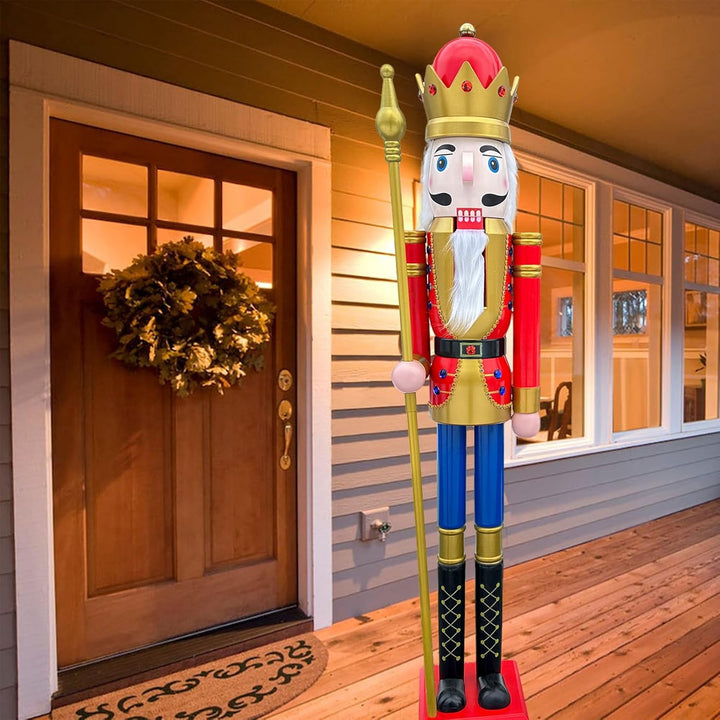 CDL 1,5 m hoch, lebensgross, gross, riesiger roter Weihnachts-Nussknacker, König, Ornament auf Ständ