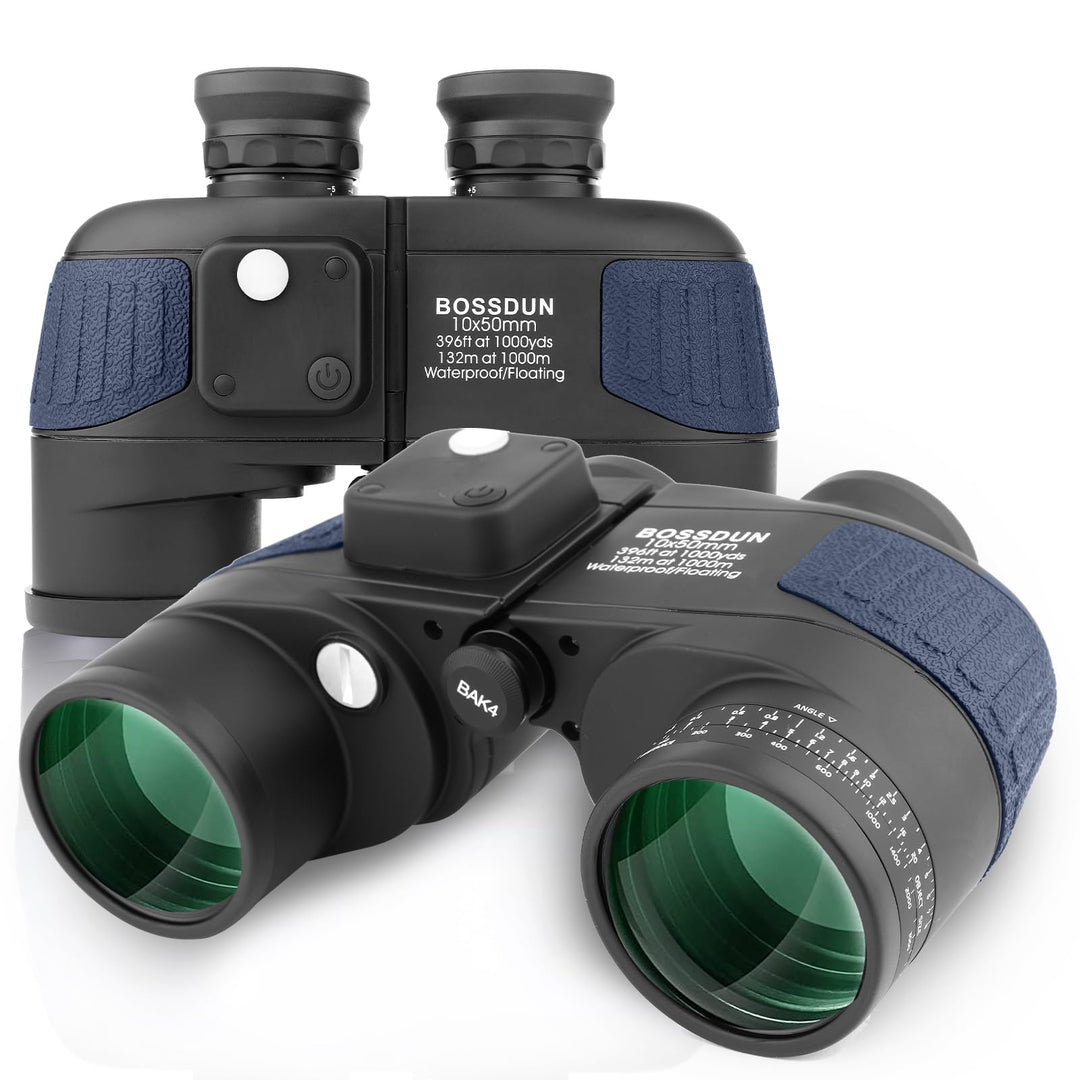 BOSSDUN 10x50 Marine Fernglas,Fernglas mit Nachtsicht Entfernungsmesser und Kompass, für Wassersport