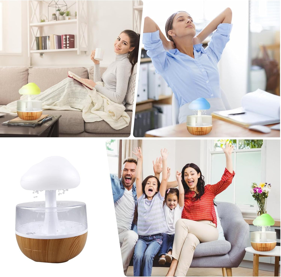 Regenwolken Luftbefeuchter mit Nachtlicht: Regen Wolke Luftbefeuchter Wasserfall Lampe, 3 in 1Raumbe