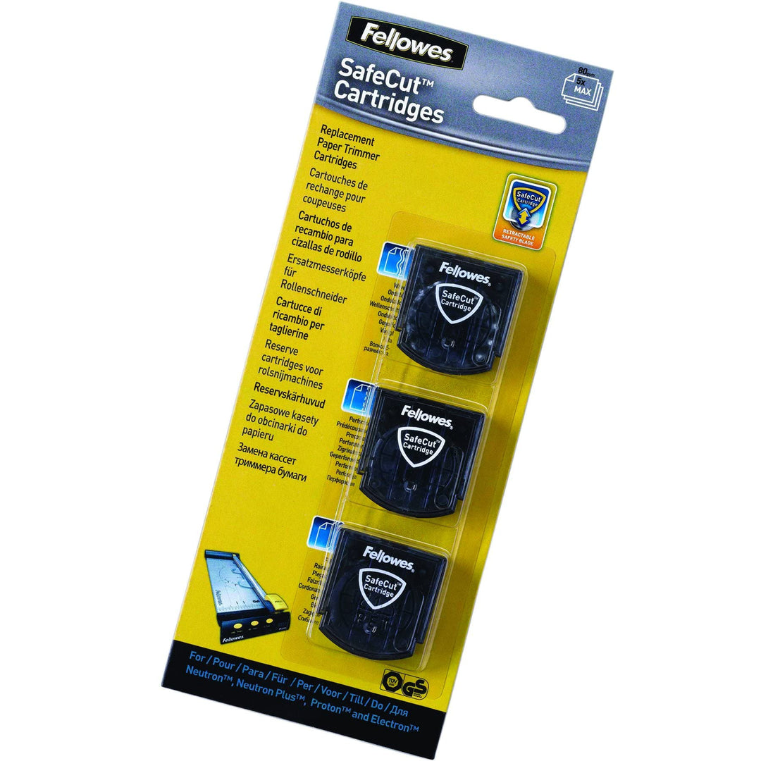 Fellowes SafeCut Schneidekassetten schwarz/transparent 3 Stück Ersatzklingen geeignet, 3 Stück Ersat