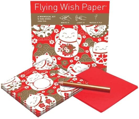 FLYING WISH PAPER Lucky Cats – Write it, Light it, Watch it Fly – Perfektes kleines Geschenkpapier –