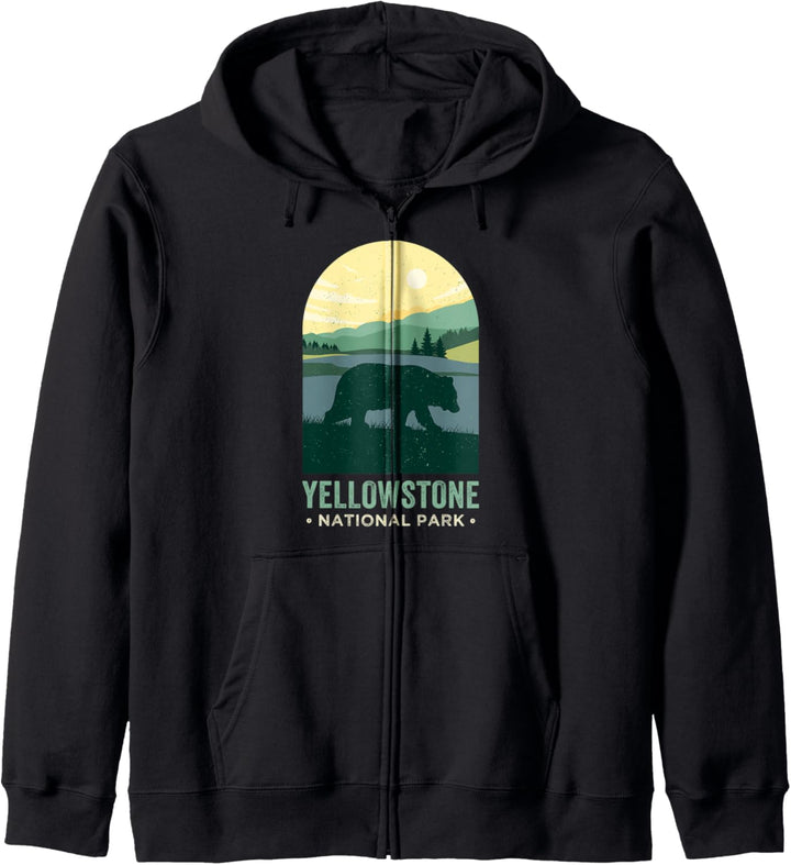 Yellowstone-Hemd im Vintage-Stil, Grizzly Yellowstone-Nationalpark Kapuzenjacke