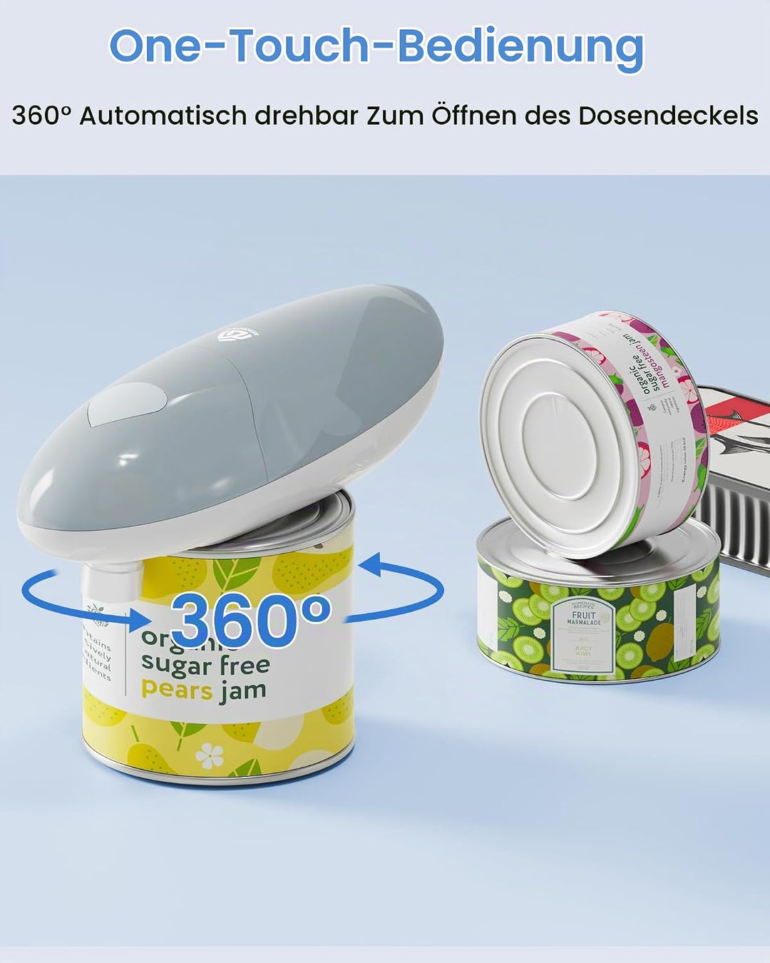 Elektrischer Dosenöffner, One Touch Automatischer Dosenöffner Elektrischer, Automatische 360°-Drehun