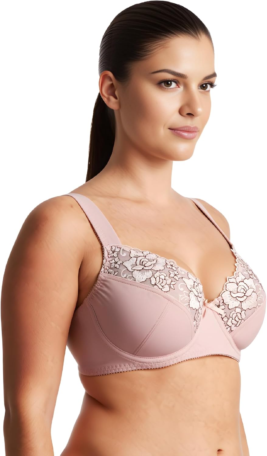Curve Muse Damen Übergrösse Minimizer Bügel-BH mit Stickspitze - 2er Pack 75E Pink,dark Grey(2 Pack)