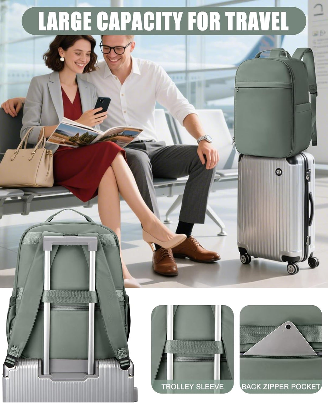 SZLX Grosser Reiserucksack Damen,Vakuum Rucksack mit Pumpe Ryanair Handgepäck Herren, Easyjet Handge