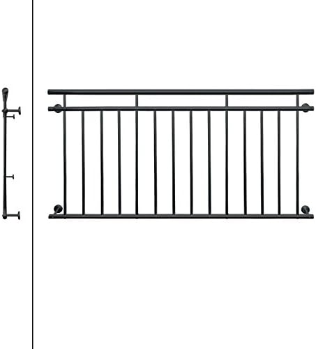 ECD Germany Französischer Balkon 184 x 90 cm | mit 14 Füllstäben | Anthrazit | matt und rau | Anthra
