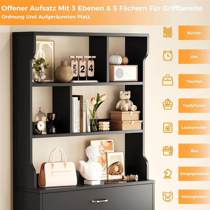 IRONCK Schuhschrank mit 2 Klappen, Schuhkipper Schmal, Schuhregal offenes Fach, Hohe Schuhaufbewahru
