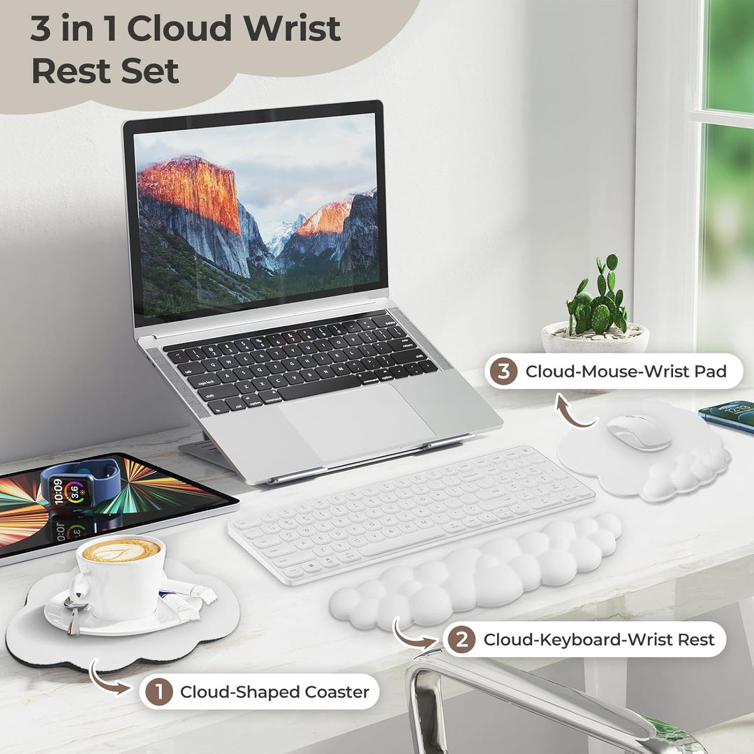 Handgelenkauflage Weiss, Ergonomisches Wolke Handauflage Tastatur Mit PU Leder Memory Schaum, Wrist
