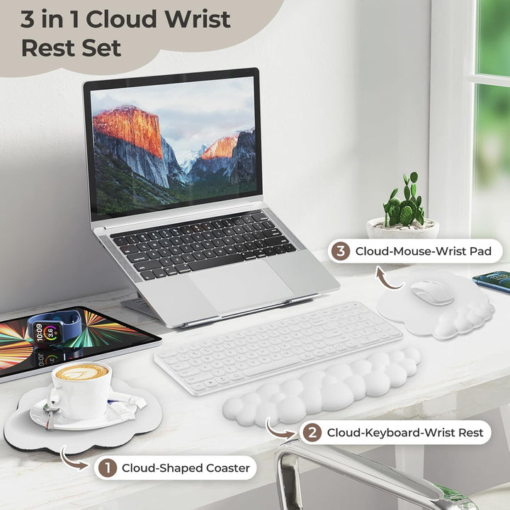 Handgelenkauflage Weiss, Ergonomisches Wolke Handauflage Tastatur Mit PU Leder Memory Schaum, Wrist
