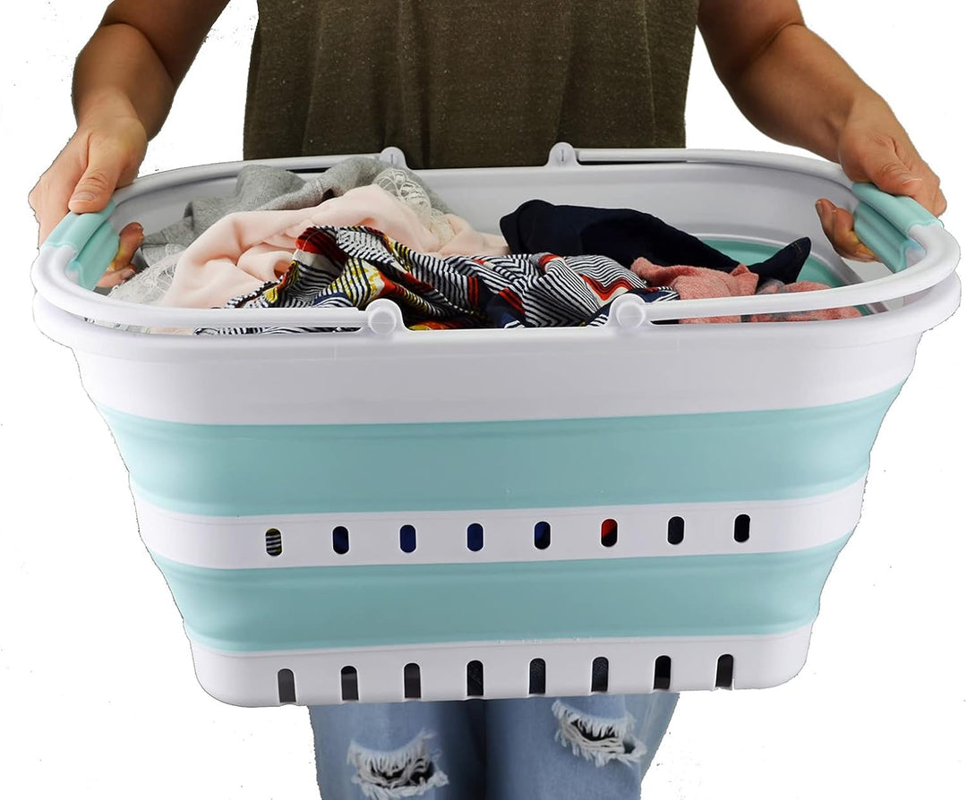 SAMMART 29L Faltbare Wanne mit Griff – Tragbarer Picknickkorb für den Aussenbereich – Faltbare Einka