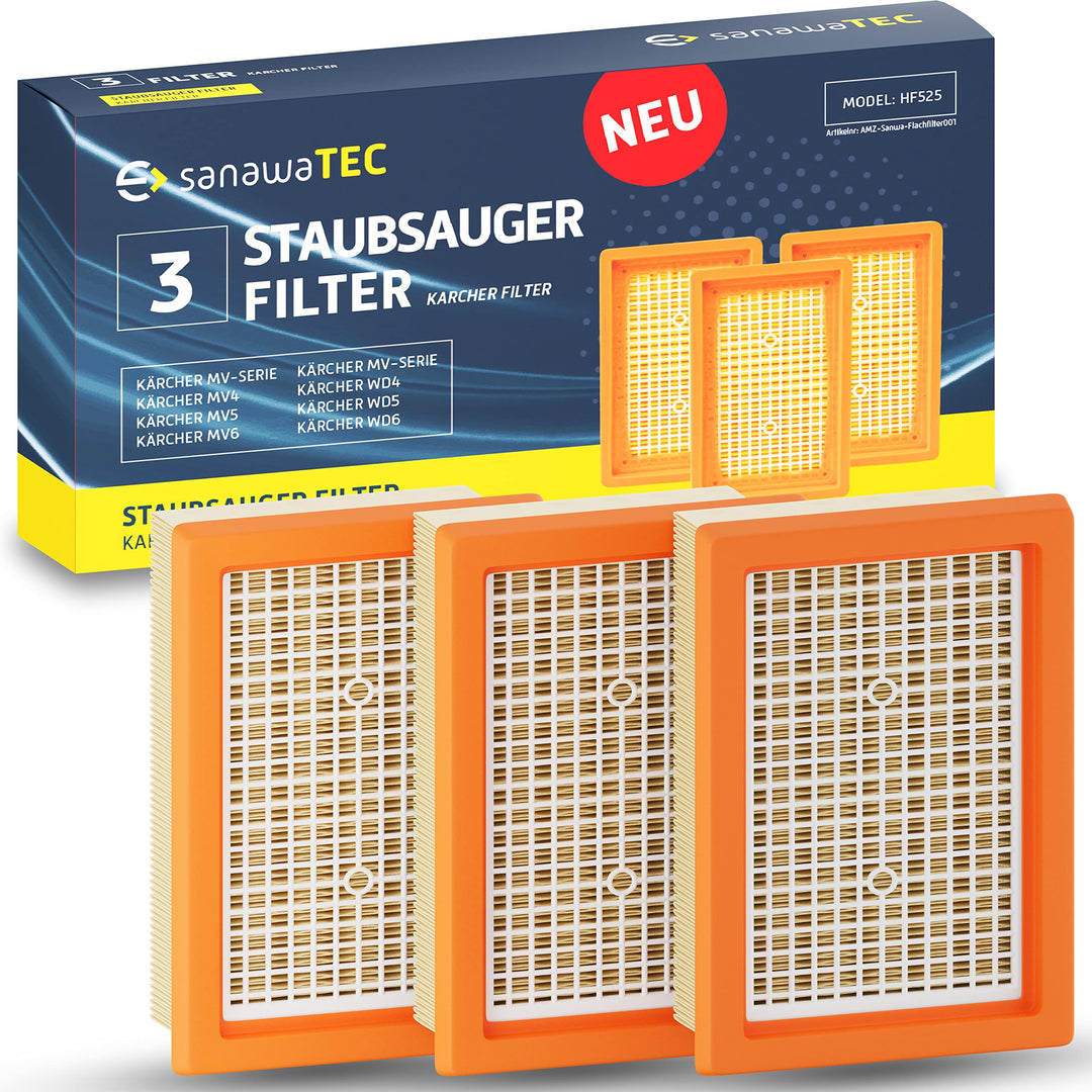 HAYATEC 3x Filter als Ersatz für Kärcher WD5 Filter kompatibel mit Kärcher Mehrzwecksauger WD4 WD5 W