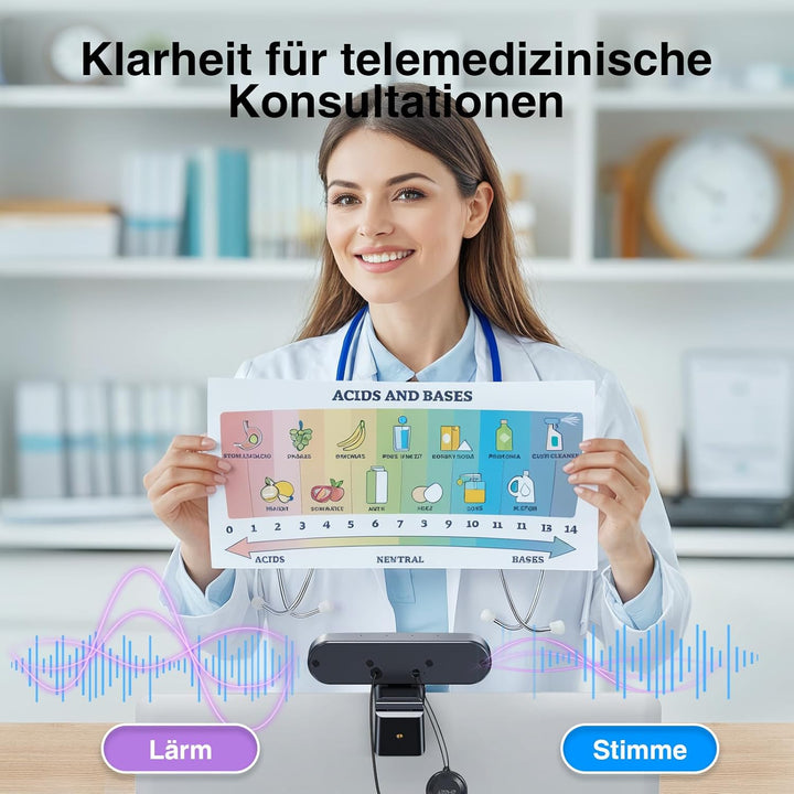 EMEET C980 PRO 3-in-1 4K Webcam Mit 4 Geräuschunterdrückenden Mikrofonen Und 2 Lautsprecher, 60°-98°