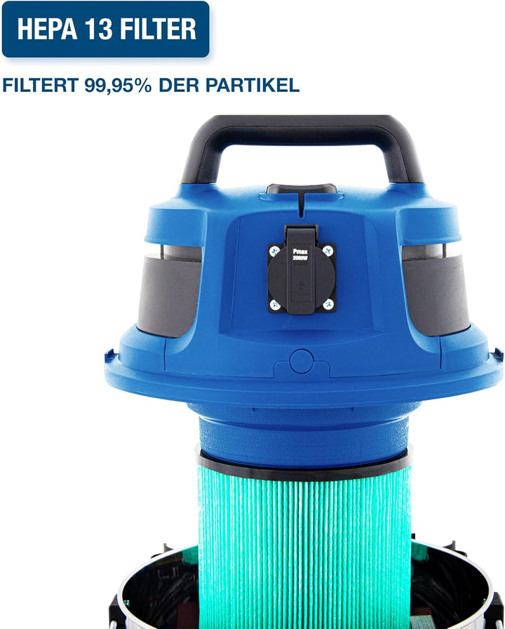 HYUNDAI Nass- / Trockensauger VCWD1630E, 1600 W, 30l Edelstahltank, Sauger mit Ausgangssteckdose, Ma