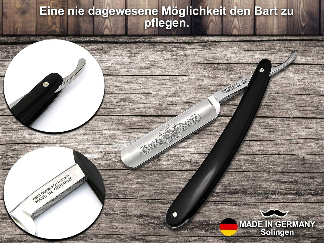 Rasiermesser Solingen Set mit Abziehleder und Paste Made in Germany - Premium Rasier-Set für Herren