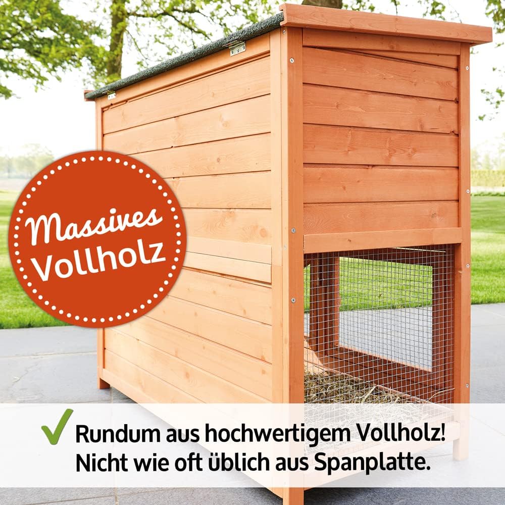 zooprinz Premium Hasenstall Mukkel – Kaninchenstall aus edlem massiven Vollholz ideal für draussen –