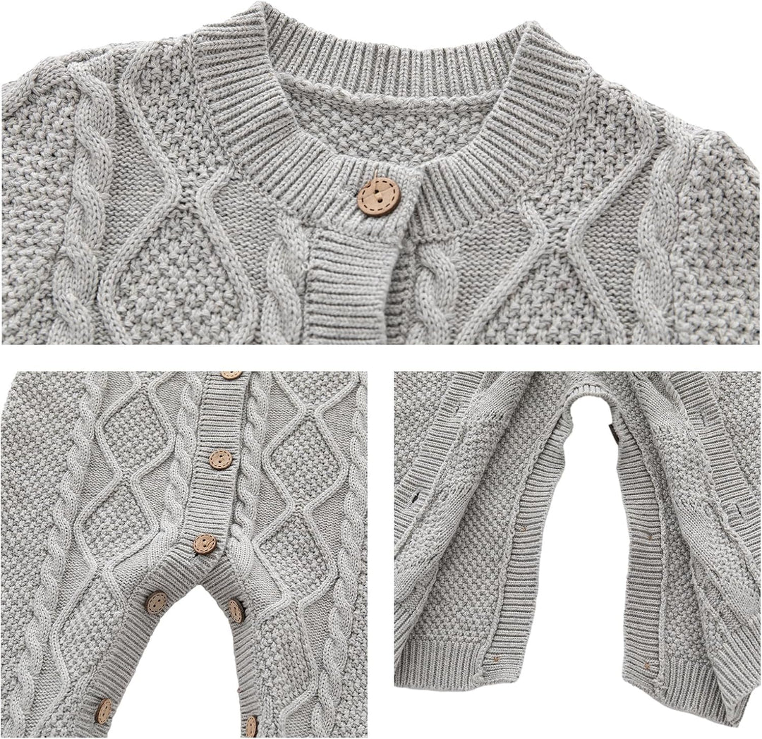 Gestrickte Strampler Baby Mädchen Spieler und Mütze Strickanzug Schneeanzug Overalls für 3-24 Monate