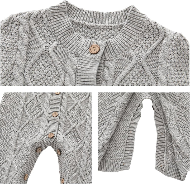 Gestrickte Strampler Baby Mädchen Spieler und Mütze Strickanzug Schneeanzug Overalls für 3-24 Monate