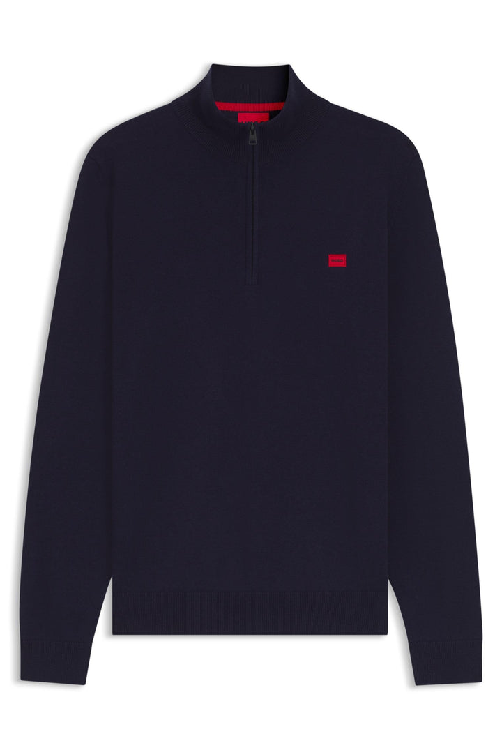 HUGO Herren San Quintus-C Troyer aus Baumwolle mit rotem Logo-Label M Navy418, M Navy418