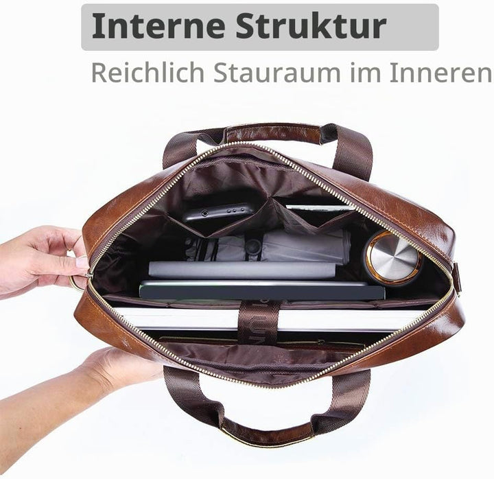 BAGZY Laptoptasche 15.6 Zoll Aktentasche Herren Umhängetasche Geschenk für Männer Handtasche für Mä