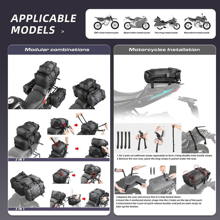 Rhinowalk Multifunktionale Motorradtasche Hecktasche Motorradgepäck 8L Motorradkoffer Satteltaschen