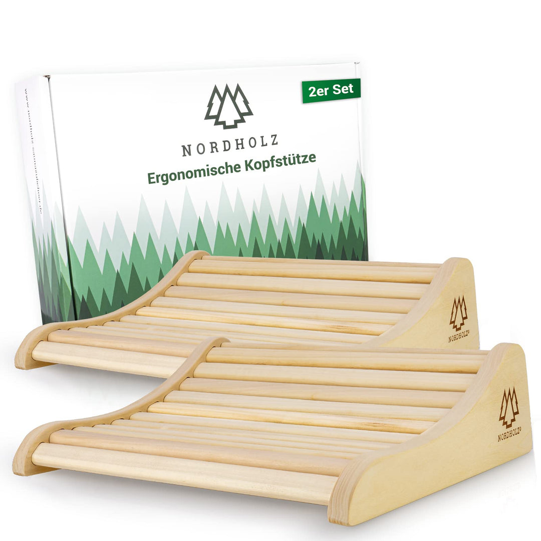 Sauna Kopfstütze Holz 2er Set - 37x33cm ideale Breite für optimalen Liegekomfort - Sauna Kopfstütze