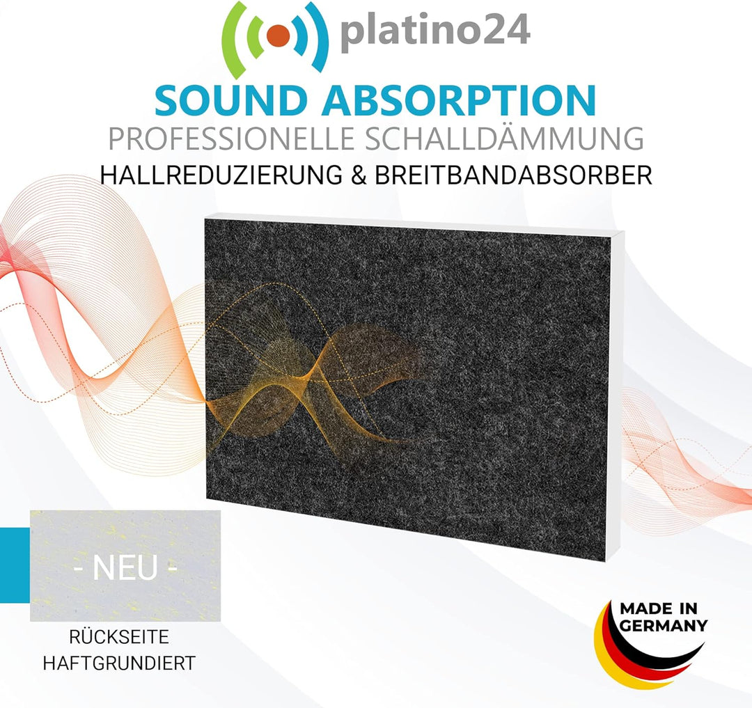 platino24 Schallabsorber COLORE aus Basotec G+ I Akustikpaneele mit Akustikfilz I 4 Wand-Paneele in