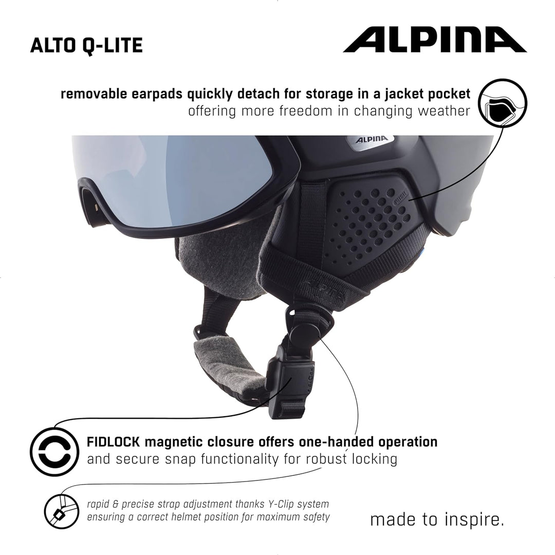 ALPINA ALTO Q-LITE - Sicherer, Stossabsorbierender & Individuell Anpassbarer Skihelm Mit Kontrastver