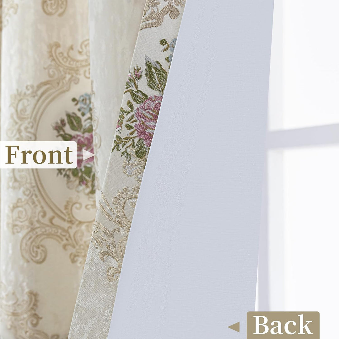 TOPLUXE Vorhänge für Fenster, Damastvorhänge 132x213cm für Schlafzimmer Wohnzimmer Küche, 2 Paneele