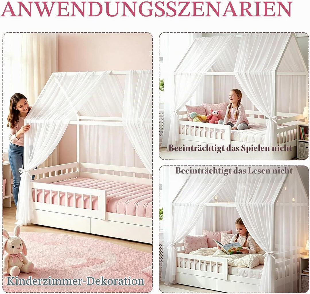 Kinderbett Himmel Vorhang 2er Pack, Moskitonetz mit Mückenschutz für Kinderbett, Luftdurchlässiger B
