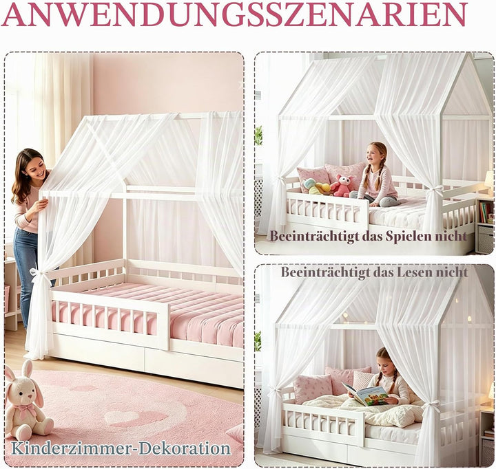 Kinderbett Himmel Vorhang 2er Pack, Moskitonetz mit Mückenschutz für Kinderbett, Luftdurchlässiger B