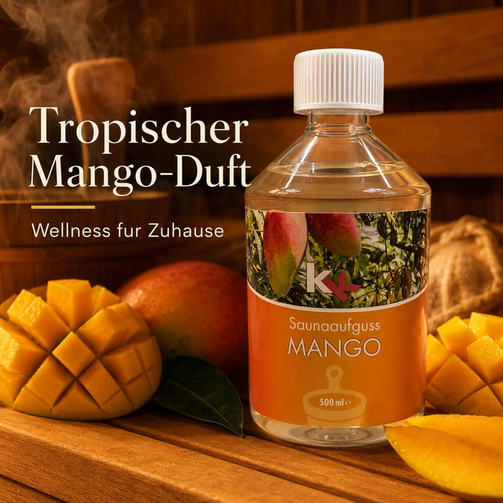 KK Sauna Aufguss Konzentrate PREMIUM - Made in Germany - Duftsorte Mango- 500 ml Flasche - Wellness