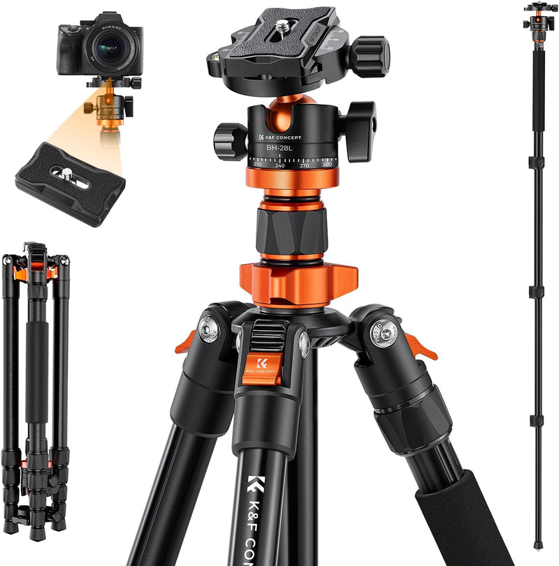 K&F Concept K255A4(TM2515M1) Kompaktes Kamera Stativ für DSLR Kamera, Alu Camera Tripod, Tragbares S