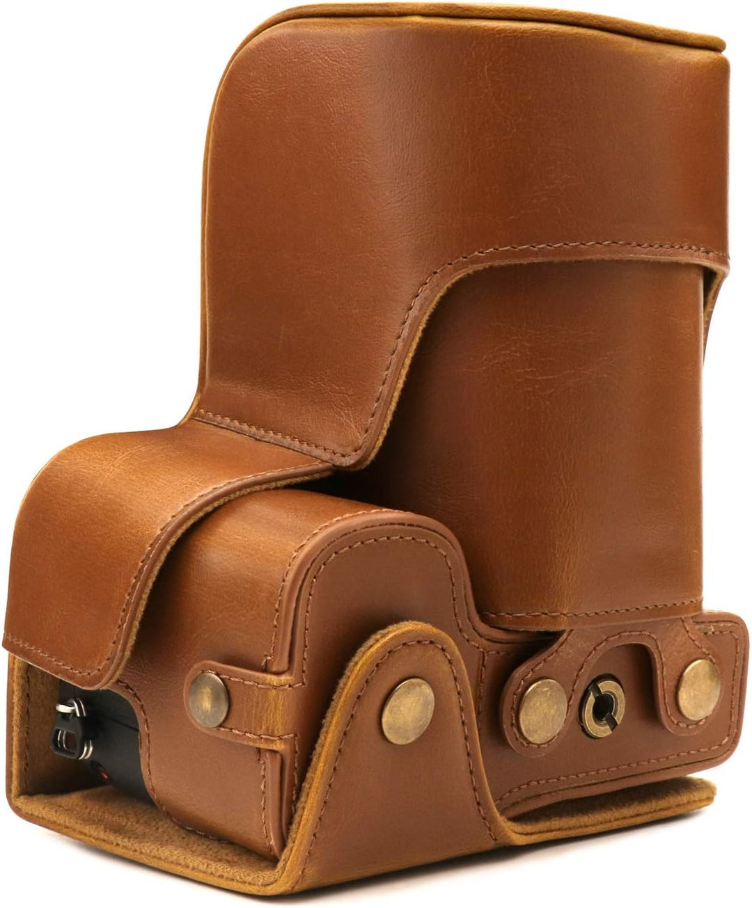 MegaGear MG1806 Ever Ready Kameratasche aus Leder, kompatibel mit Sony Alpha A6600 (18-135 mm), Hell