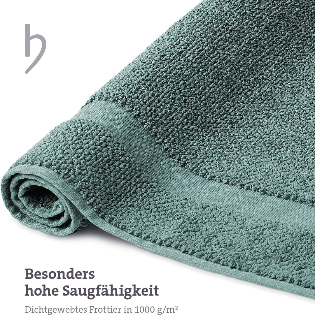 herzbach home Badvorleger 100% Baumwolle | Duschvorleger | 1.000 g/m² | Saugfähig | Waschbar (Ozeang