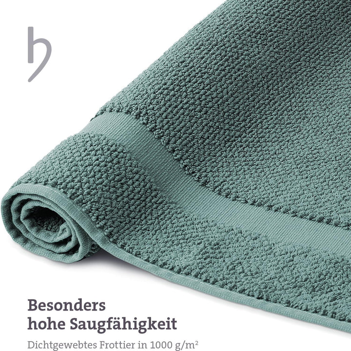 herzbach home Badvorleger 100% Baumwolle | Duschvorleger | 1.000 g/m² | Saugfähig | Waschbar (Ozeang