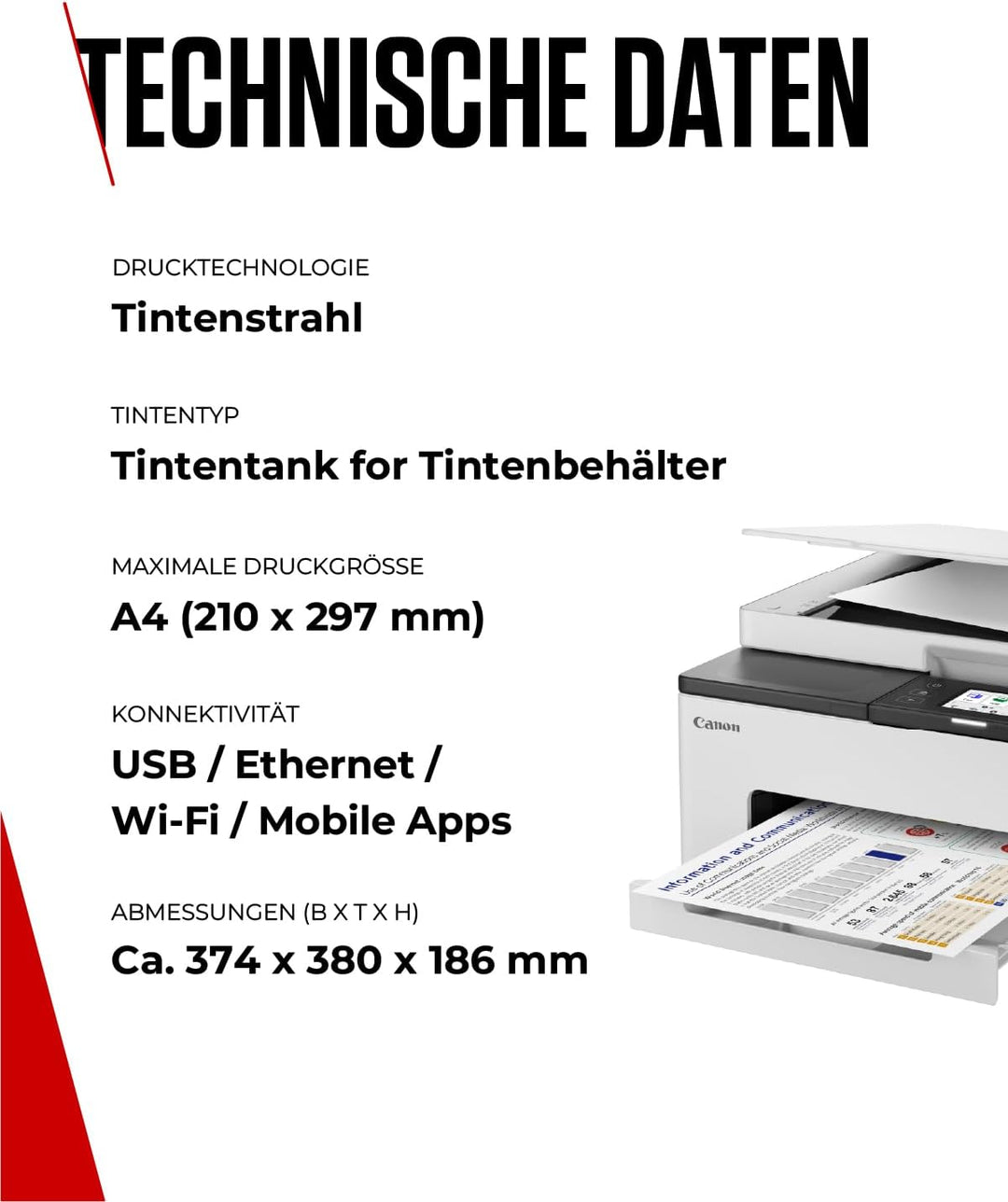 Canon MAXIFY GX1050 Tintenstrahldrucker 3-in-1 Multifunktionsdrucker MegaTank (Drucker, Scanner, Kop