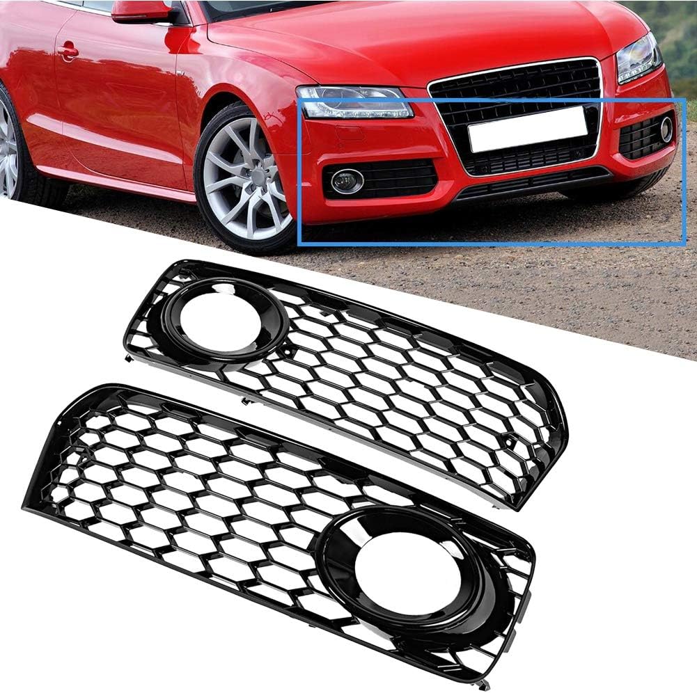 Qiilu Paar Nebelscheinwerfer Kühlergrill Modifikation Teile Passend für Audi A5 S-Line/S5 B8 RS5