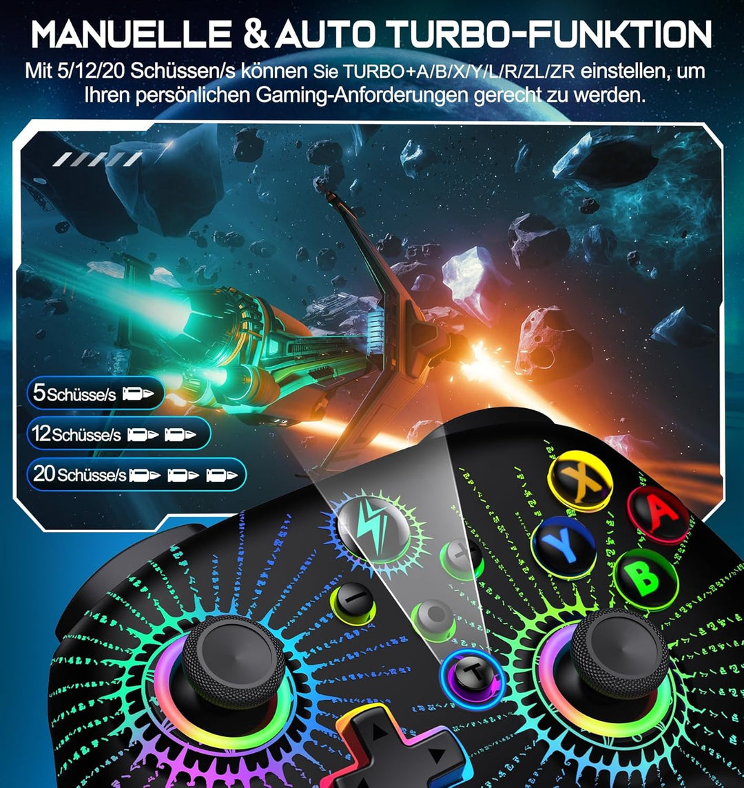 ALEEMTRY Switch Controller, Wireless Controller Switch mit RGB Joystick/Programmierbare & Sync Taste