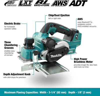 Makita DKP181Z Akku-Hobel 82 mm 18 V (ohne Akku, ohne Ladegerät), Akku-Hobel