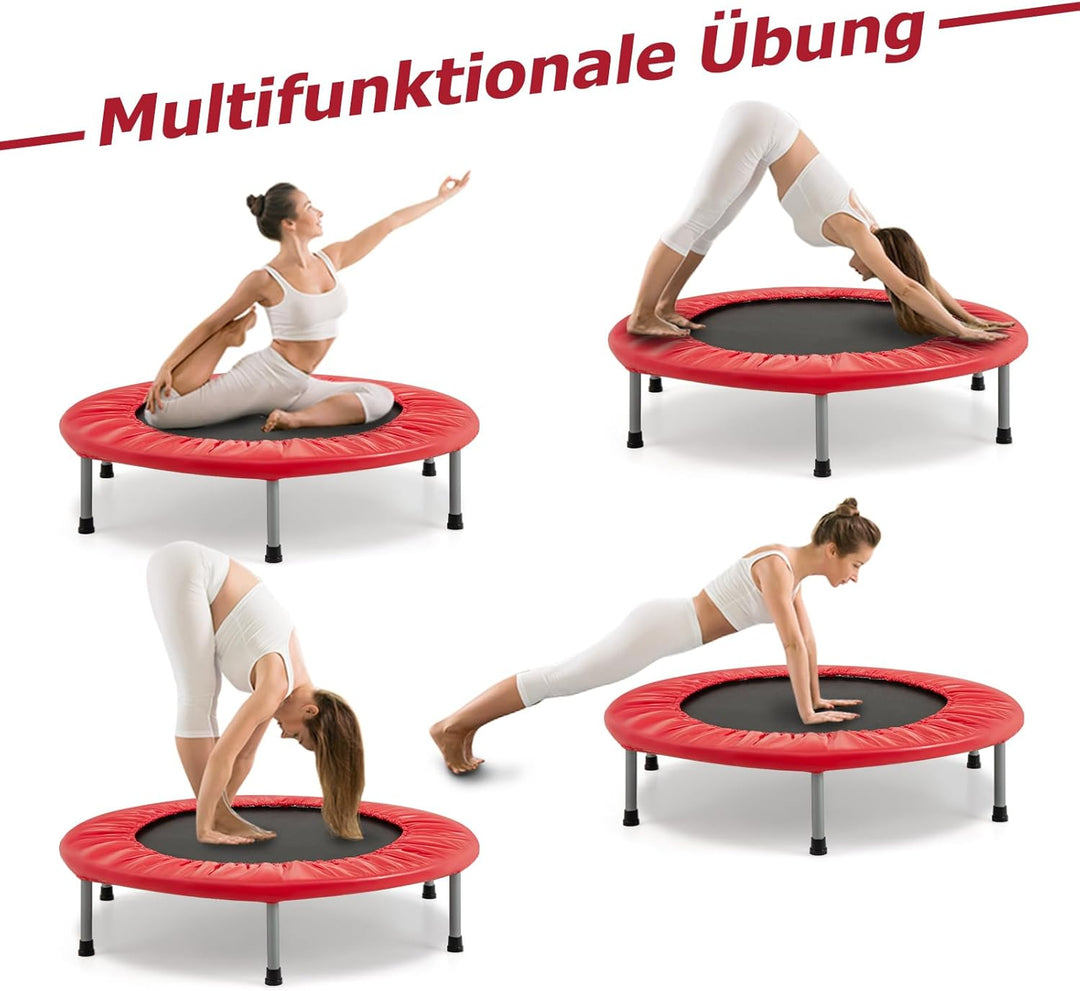 GOPLUS Trampolin Indoor, Ø97cm Fitnesstrampolin bis 150 kg belastbar, Kindertrampolin klappbar mit r