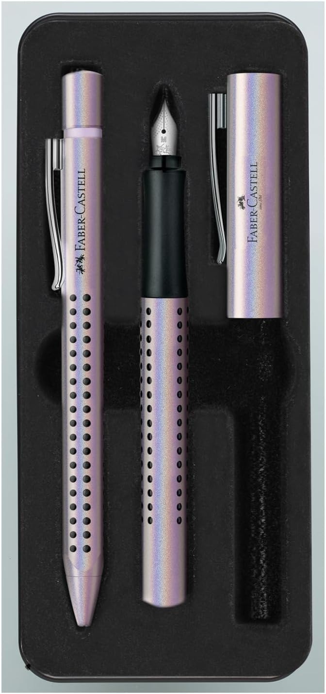 Faber-Castell 201533 - Schreibset Grip Edition Glam, mit Kugelschreiber und Füller, Federbreite M, p