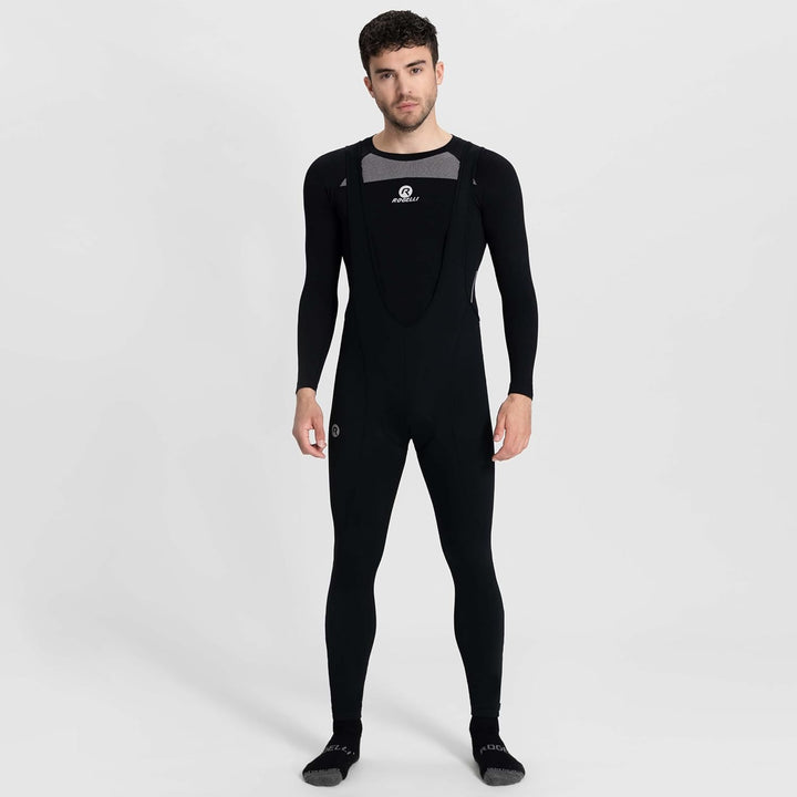 Rogelli Core Radlerhose Herren mit Sitzpolster - Lange Fahrradhose Mit Trager - Atmungsaktiv - Schwa